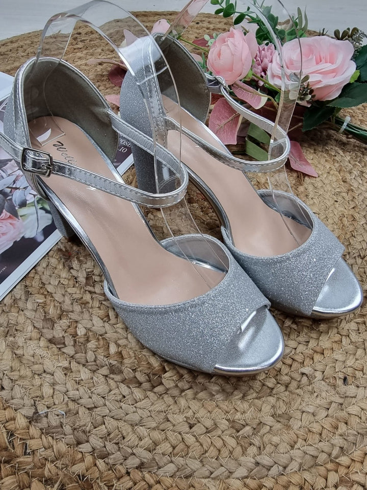 Sandalo in tessuto glitterato Argento - Argento - Level Stores