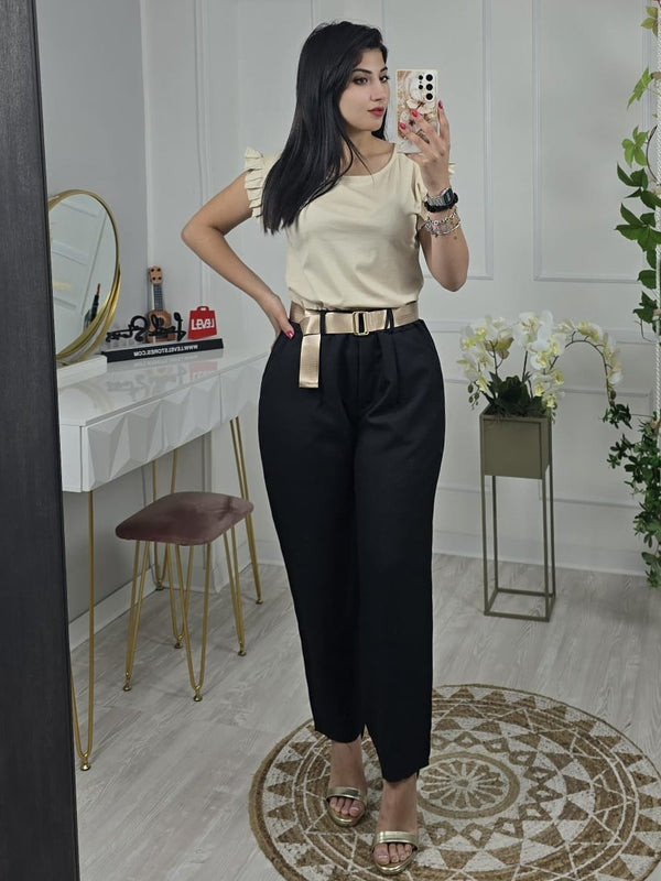 Pantalone leggero con tasche elastico in vita inclusa la cintura