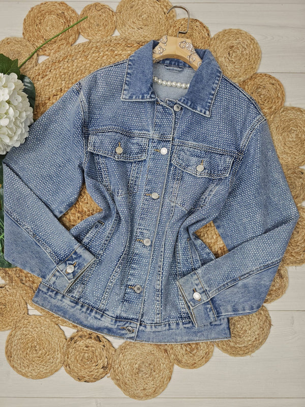 Giubbotto in jeans strass