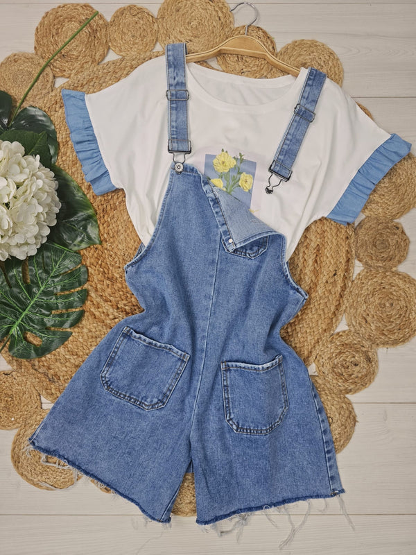 Salopette corta in jeans