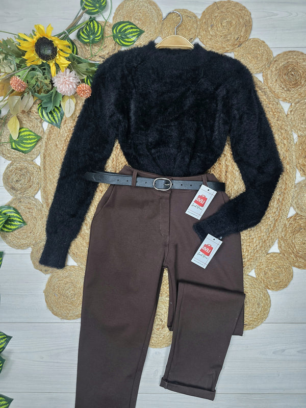 Maglione corto in pelliccia morbida