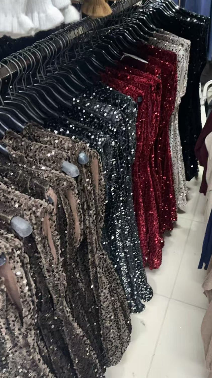 Abito con paillettes con spalle aderente elasticizzato Grigio Level Stores