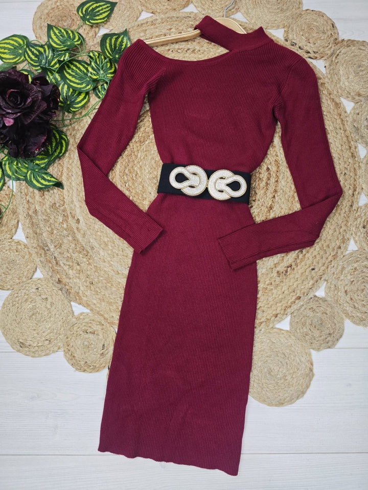 Abito donna costine manica lungo aderente elasticizzato Nero Level Stores