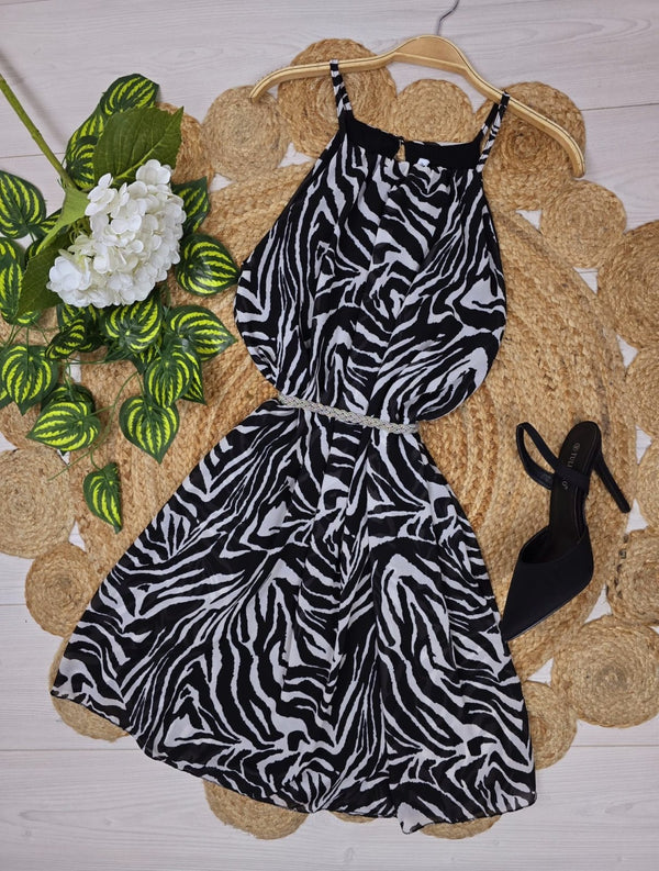 Abito in chiffon con fantasia animale morbido - Zebra - Level Stores