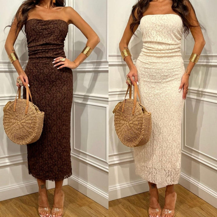 Abito in chiffon con scollo all'americana fantasia floreale plissettato e cintura inclusa Nero Level Stores