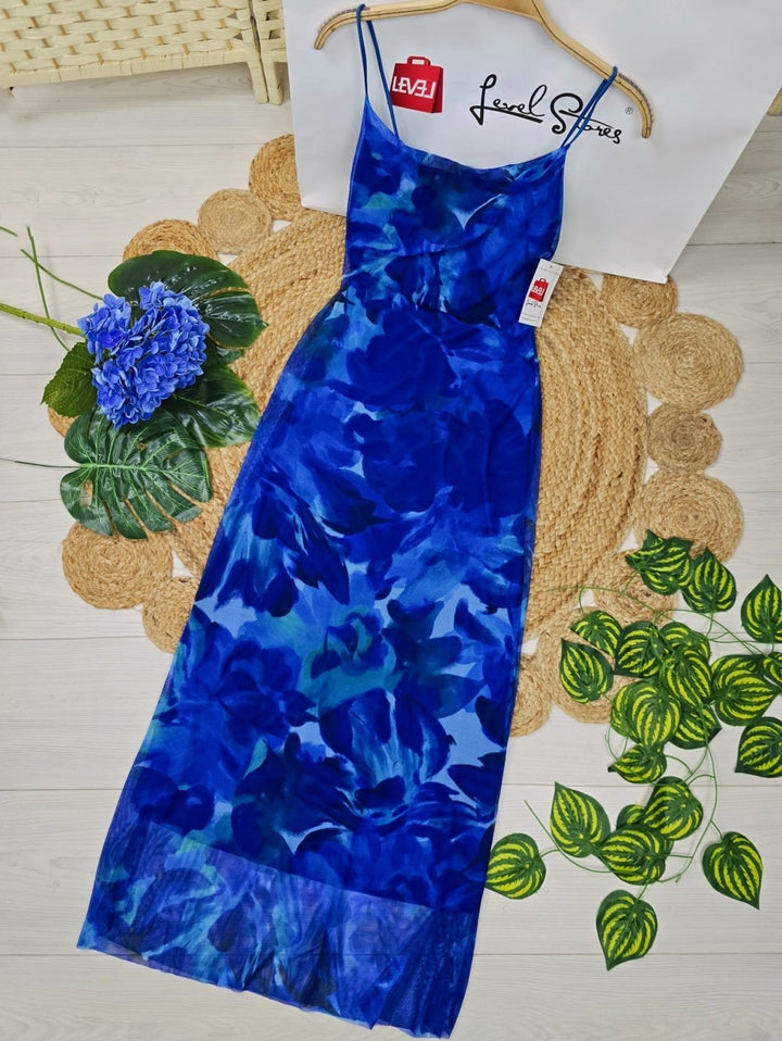Abito in chiffon multicolore - Blu elettrico - Level Stores