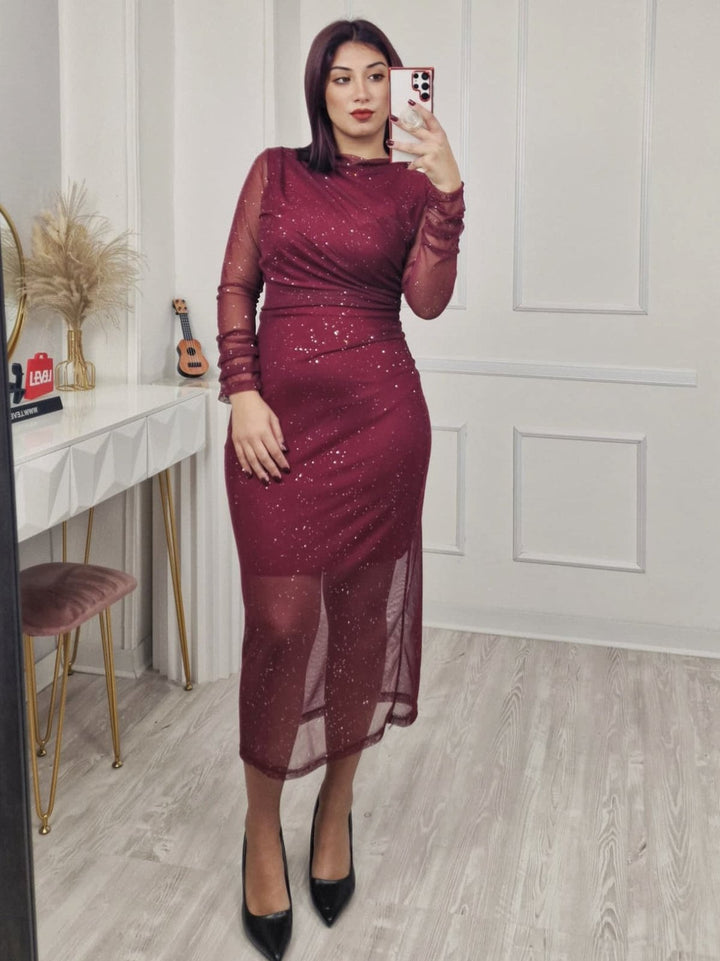 Abito in choffon lurex elagante elasticizzato Nero Level Stores