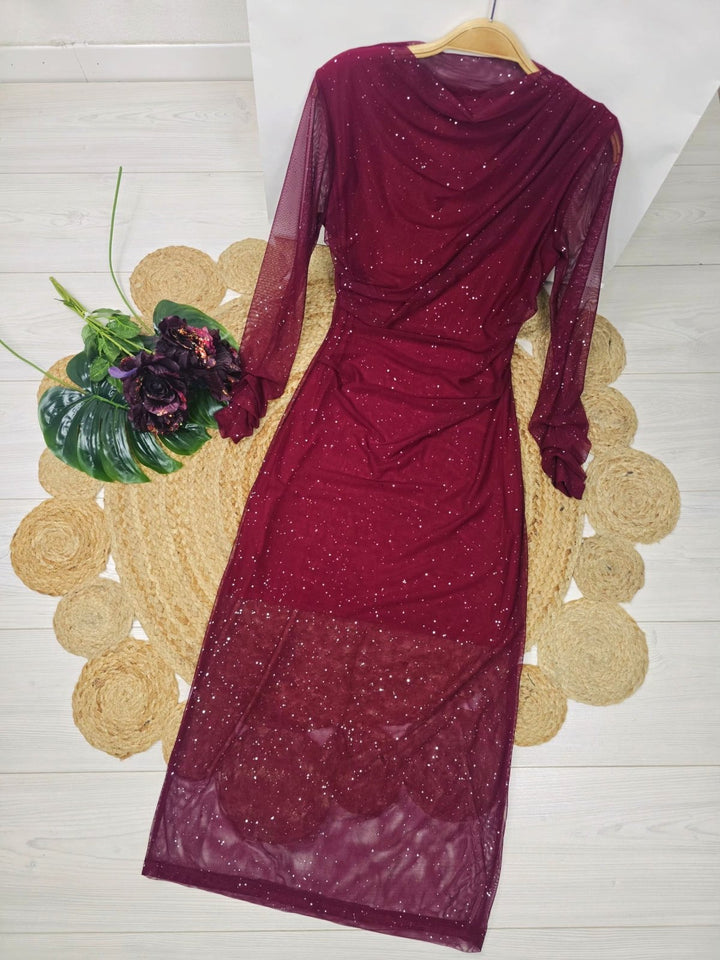 Abito in choffon lurex elagante elasticizzato Nero Level Stores