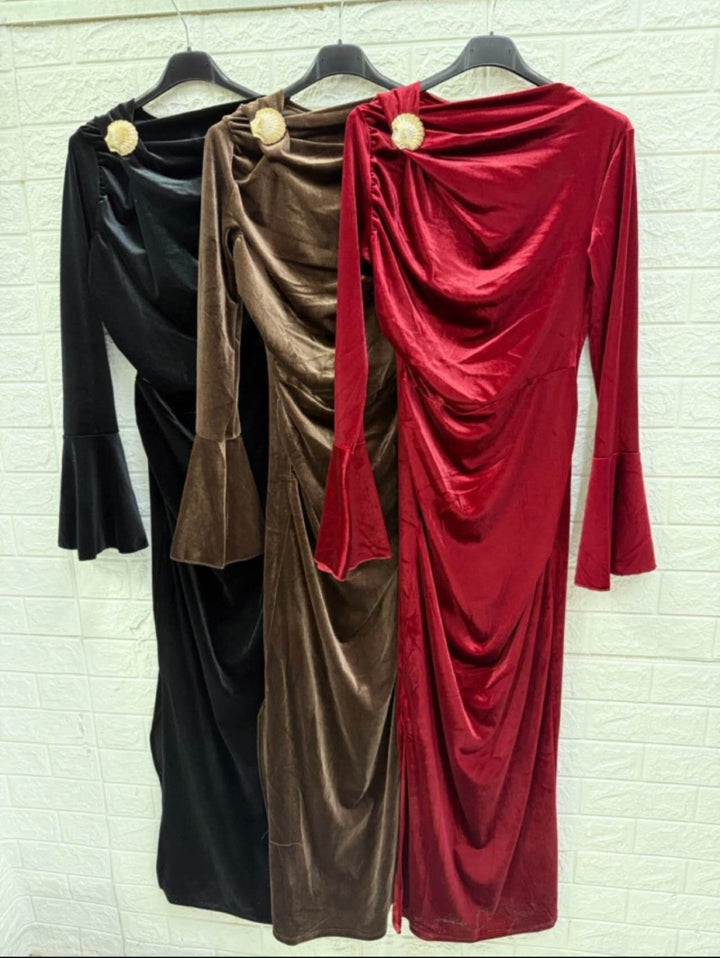 Abito in ciniglia manica lunga elegante con spacco elegante Bordo Level Stores