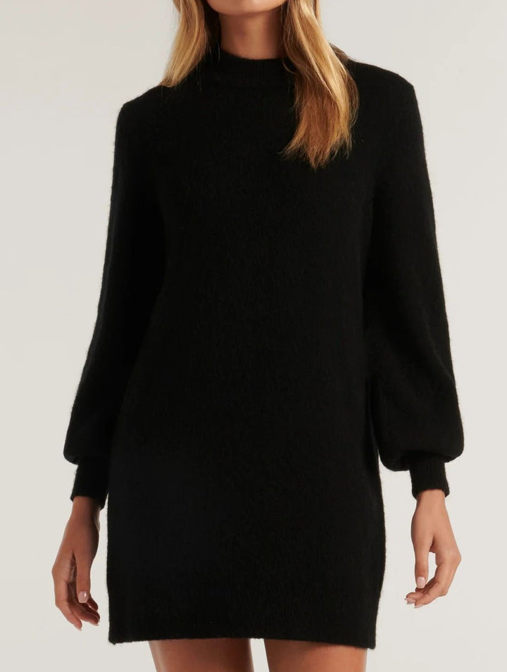 Abito in maglia a costine collo alto manica lunga elasticizzato morbido e caldo Nero Level Stores