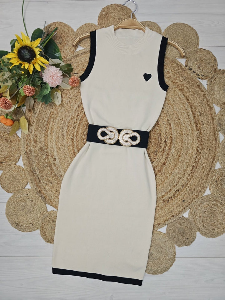 Abito in maglia a costine manicato aderente&nbsp; elasticizzato morbido e caldo Beige Level Stores