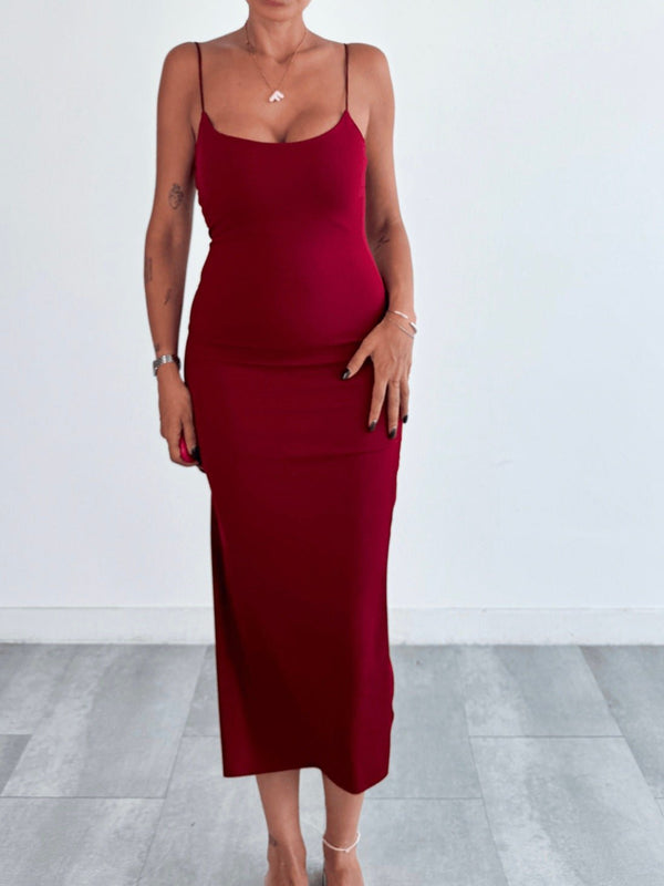 Abito lungo a costine con bretelle coppe preformate fantasia floreale Aderente Elasticizzato Bordo Level Stores