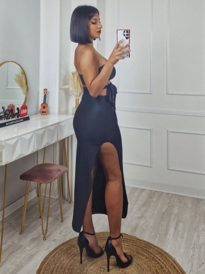 Abito lungo a fascia effetto lycra coppe preformate scollo a cuore scollo che scopre la vita Aderente Elasticizzato Elegante Bianco Level Stores