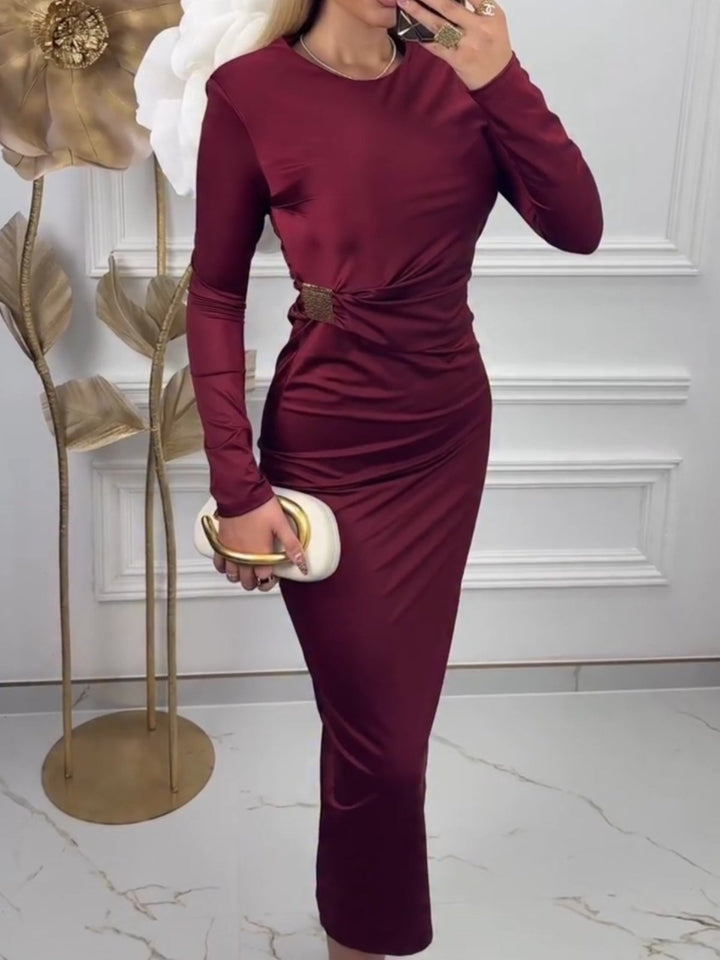 Abito lungo in tessuto effetto lycra con spalle elasticizzato Bordo Level Stores