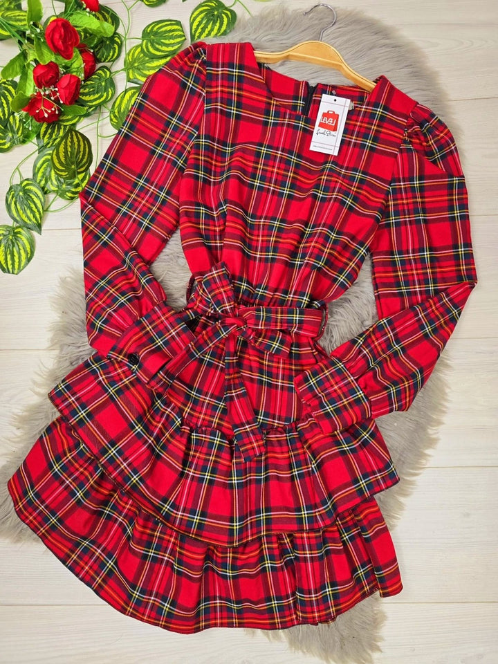 Abito modello con fantasia tartan scozzese - Scozzese Rosso - Level Stores