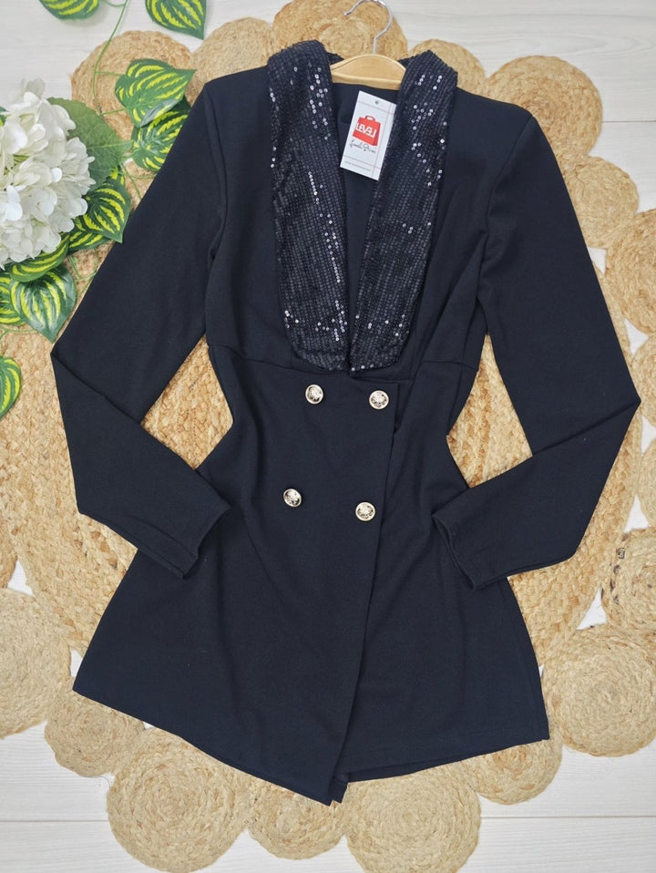 Abito tuta con pantaloncino con paillettes elegante elasticizzato Marrone Level Stores