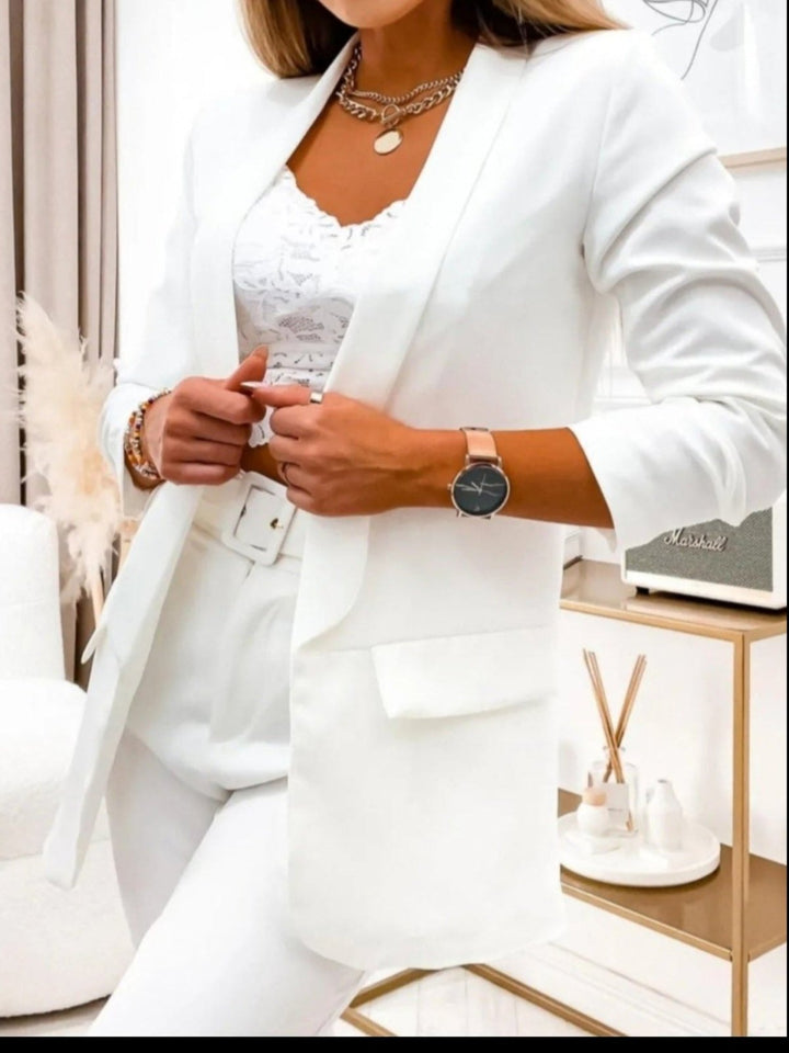 Blazer con fodera con manica tre quarti Spalle Morbida modello Zara - Bianco - Level Stores