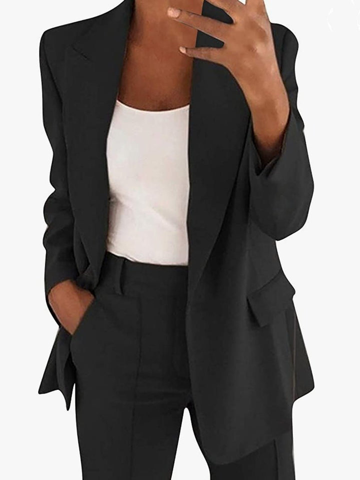 Blazer con spalle in tinta unita Manica lunga modello zara - Nero - Level Stores