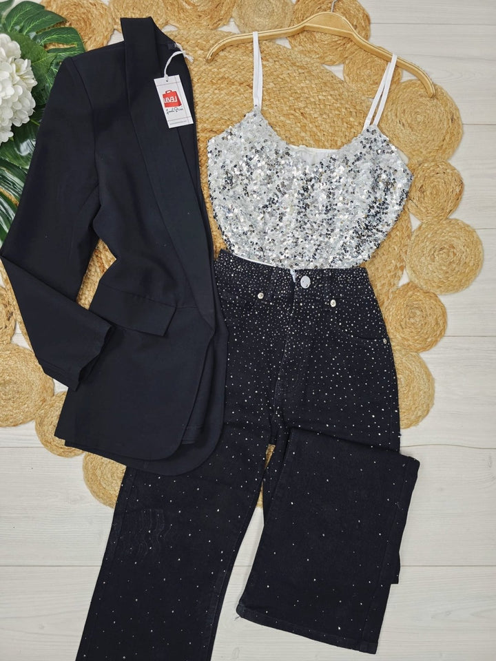 Blazer con spalle Manica lunga modello zara sagomata - Nero - Level Stores