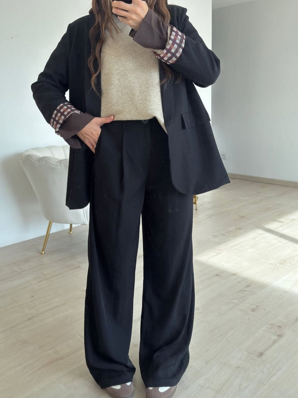 Blazer giacca con fodera manica lunga e tasche estetiche Nero Level Stores