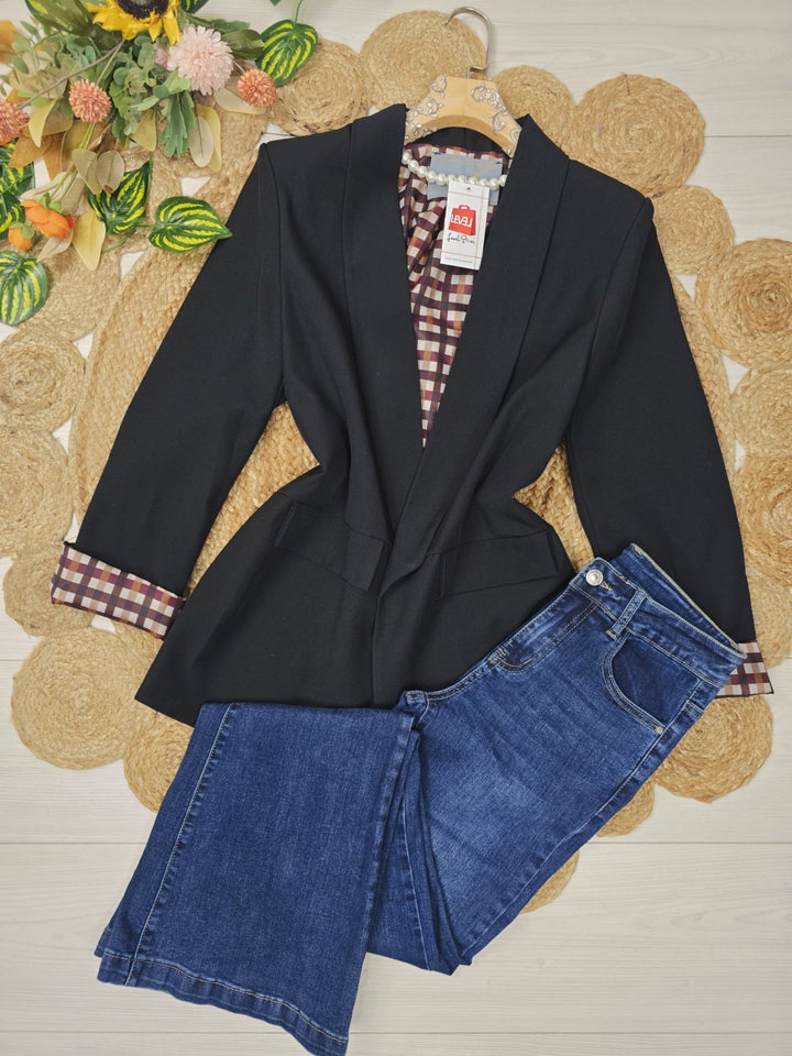 Blazer giacca con fodera manica lunga e tasche estetiche Bordo Level Stores