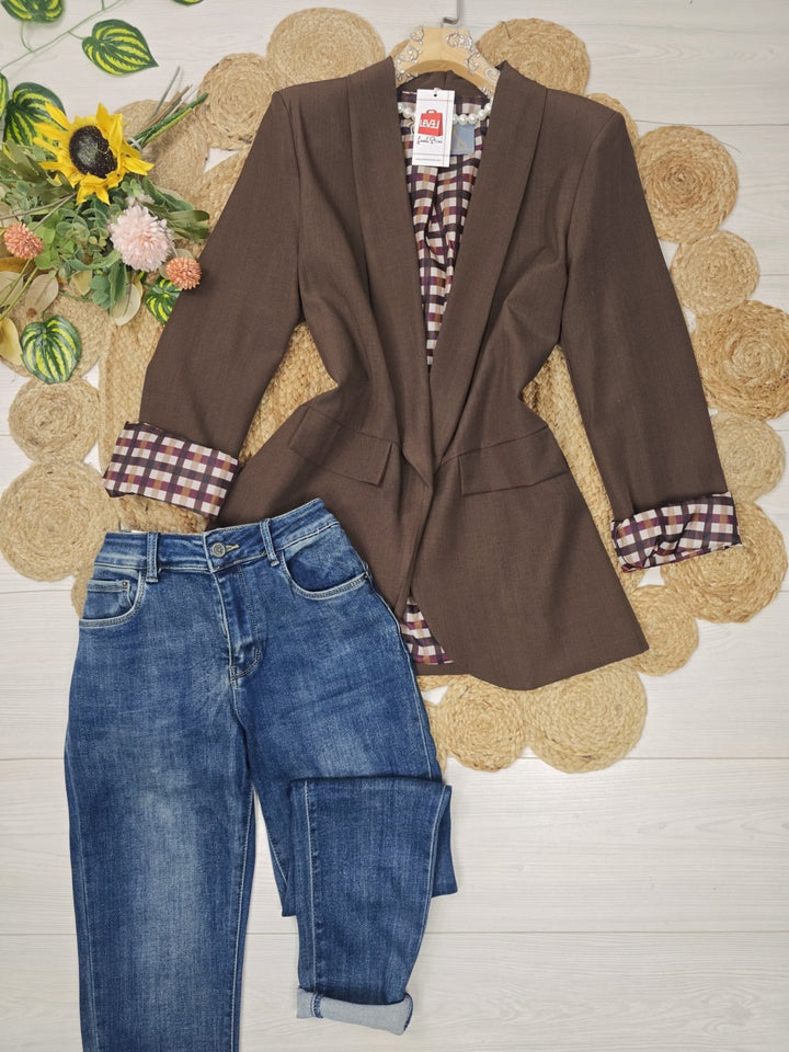 Blazer giacca con fodera manica lunga e tasche estetiche Bordo Level Stores