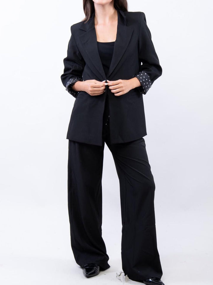 Blazer Giacca manica lunga con spalline bottone e foderata casual Nero Level Stores