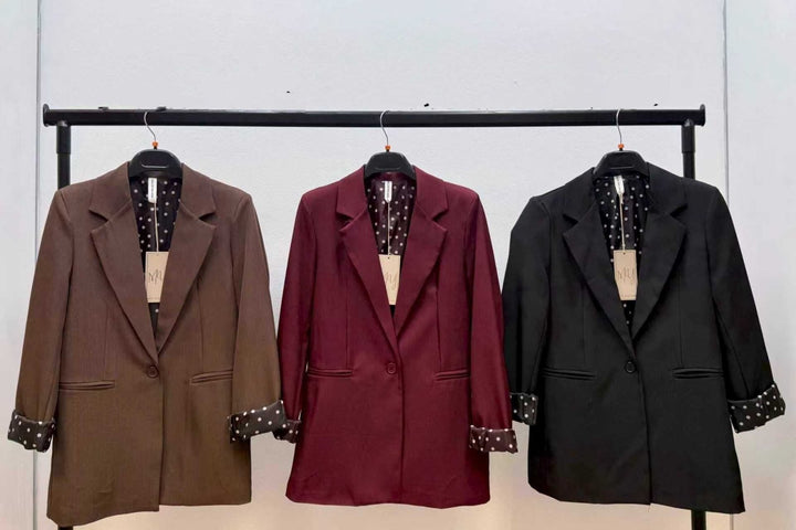 Blazer Giacca manica lunga con spalline bottone e foderata casual Nero Level Stores