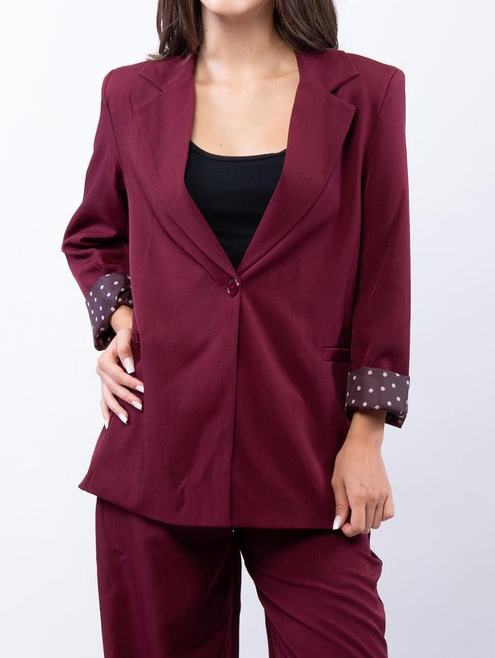 Blazer Giacca manica lunga con spalline bottone e foderata casual Bordo Level Stores