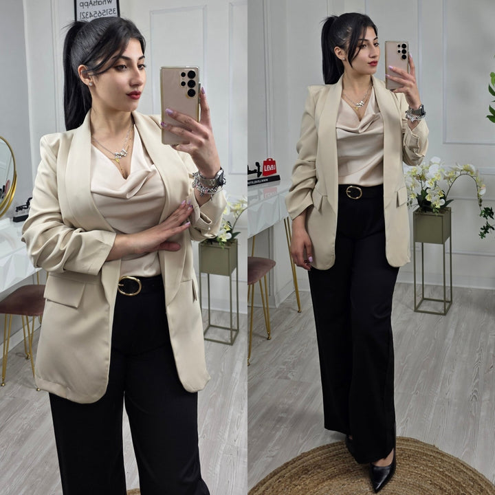 Blazer Giacca manica tre quarti modello Zara Sagomata spalline casual - Bianco - Level Stores