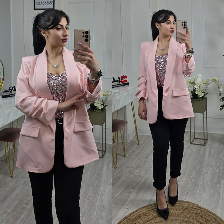 Blazer Giacca manica tre quarti modello Zara Sagomata spalline casual - Bianco - Level Stores