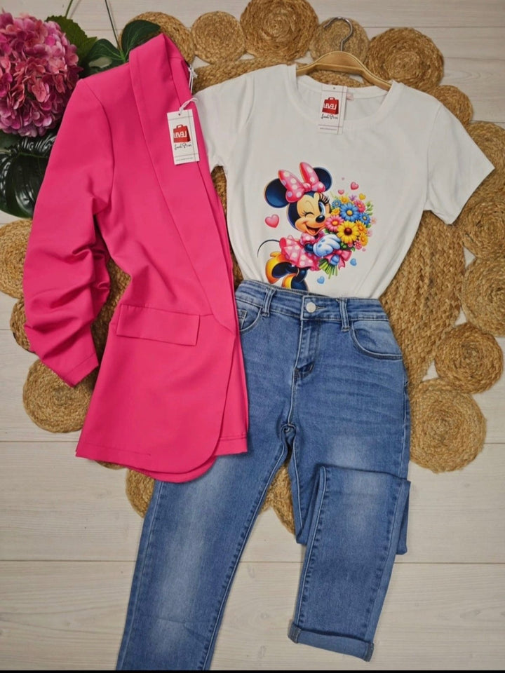 Blazer Giacca manica tre quarti modello Zara spalline casual - Fucsia - Level Stores