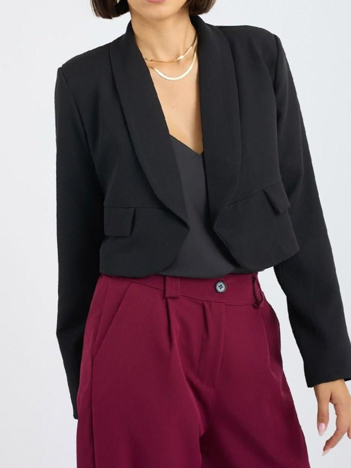 Blazer modello corta con spalle manica lunga - Nero - Level Stores