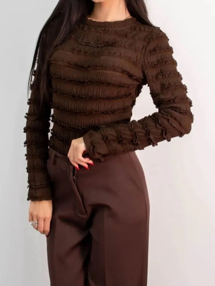 Body a manica lunga con volant Marrone Level Stores
