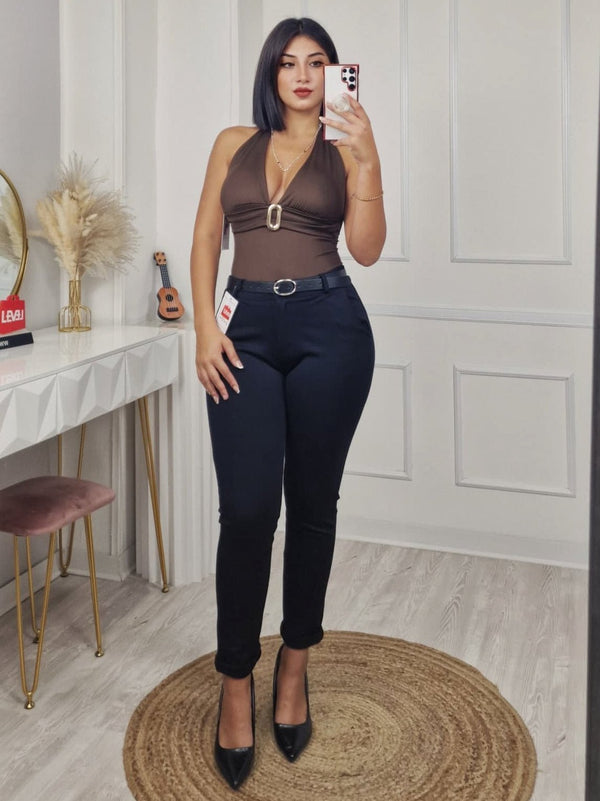 Body con coppe preformate aderente elasticizzato Nero Level Stores