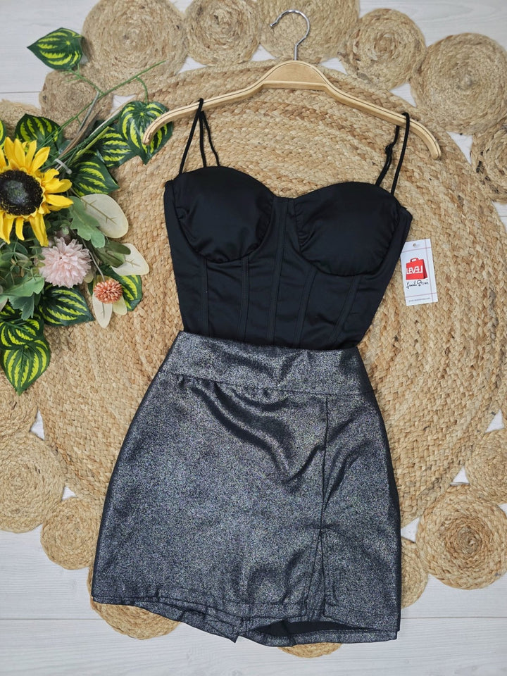 body con coppe preformate con bretelle aderente elasticizzato Nero Level Stores