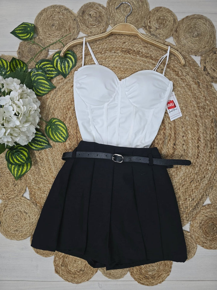 body con coppe preformate con bretelle aderente elasticizzato Bianco Level Stores