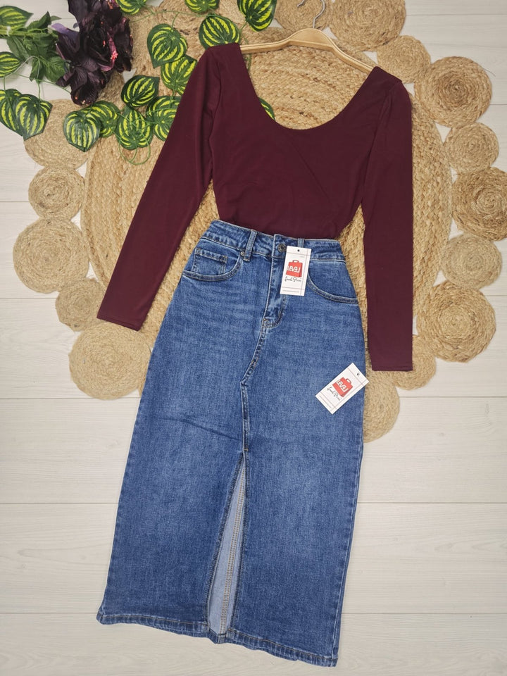 Body elasticizzato girocollo manica lunga aderente Casual Marrone Level Stores
