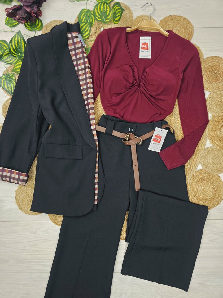 Body elasticizzato scollo a V Coppe preformate manica lunga aderente Casual Marrone Level Stores