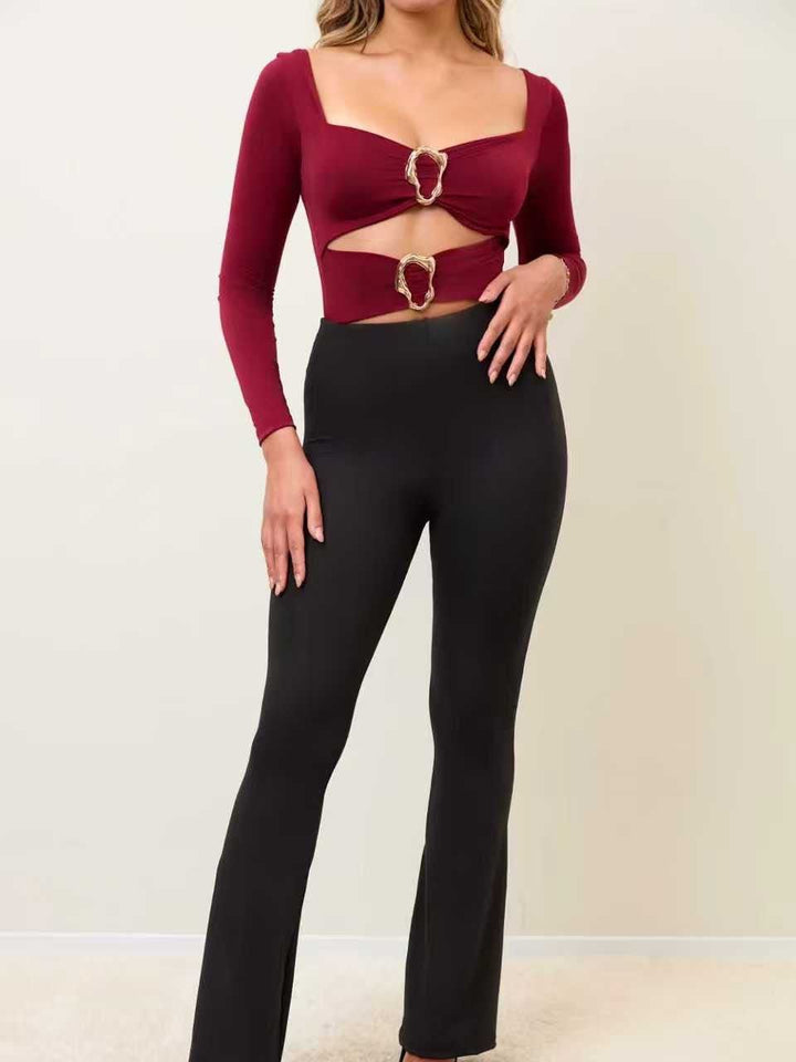 Body in lycra a cuore e coppe preformate arricchito da un'applicazione centrale elasticizzato Nero Level Stores