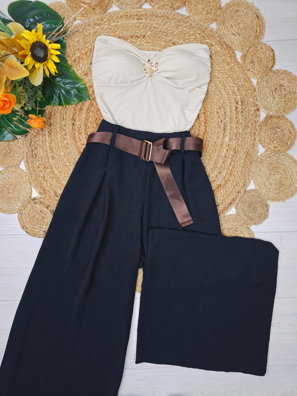 Body in lycra a fascia con coppe preformate scollo a cuore elasticizzato - Beige - Level Stores