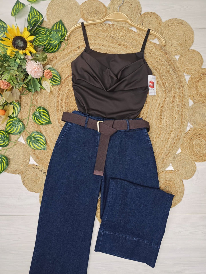 Body in lycra con coppe preformate con bretelle aderente elasticizzato Marrone Level Stores