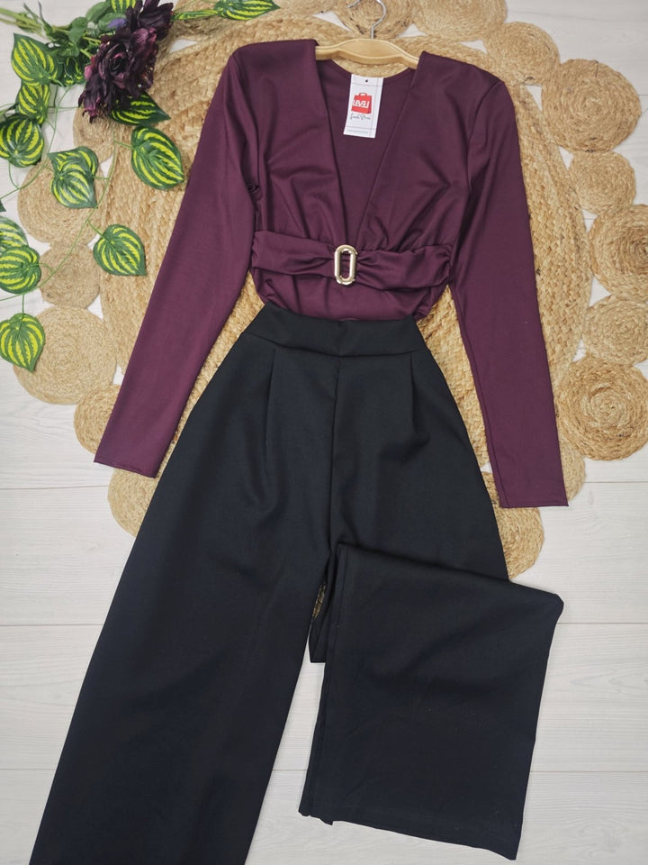 Body in lycra con manica lunga scollo a v elasticizzato Marrone Level Stores