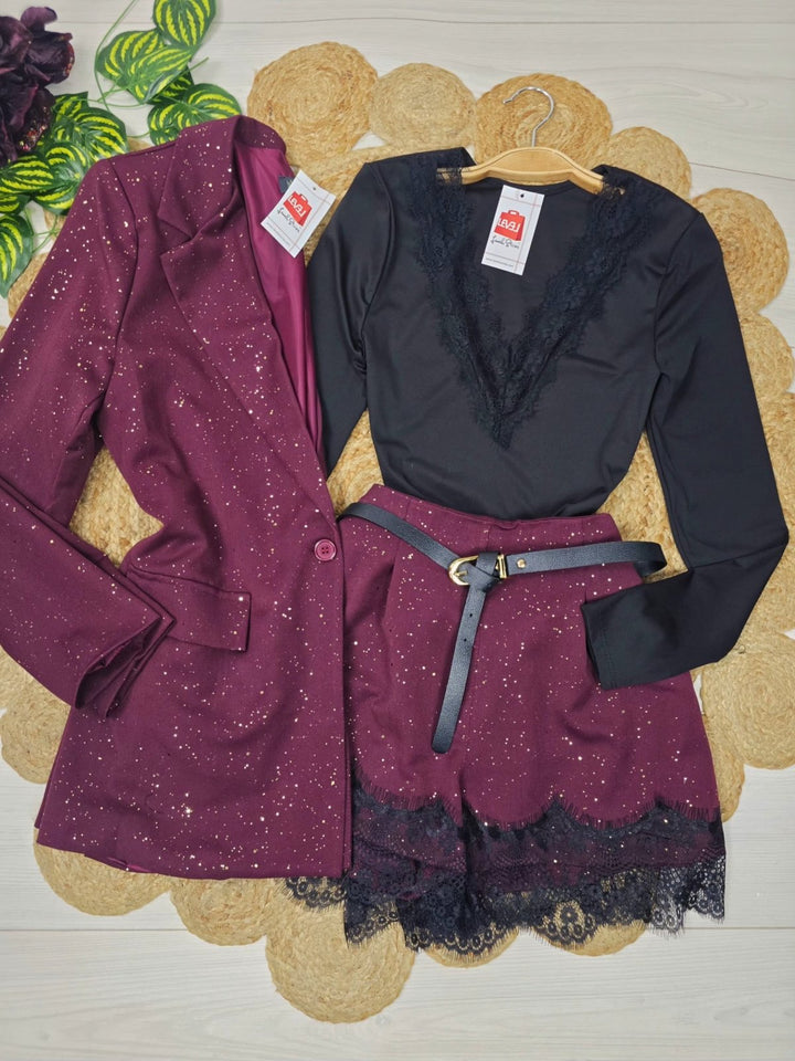 Body in lycra con manica lunga scollo a v in pizzo elasticizzato Beige Level Stores