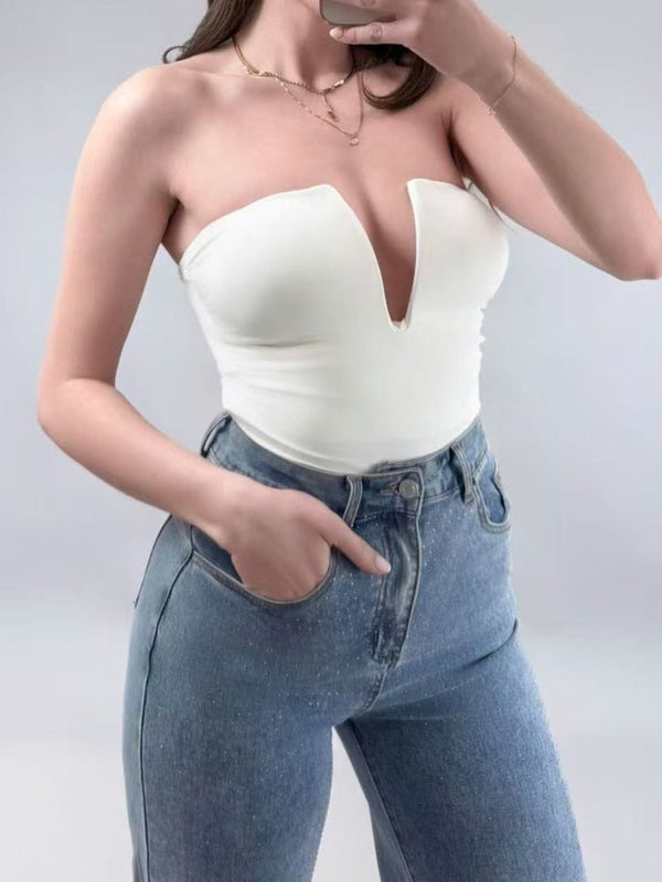 Body in lycra coppe preformate elasticizzato Bianco Level Stores