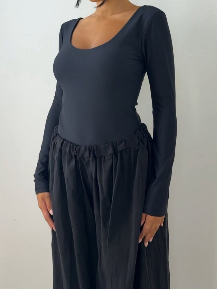 Body in lycra elasticizzato girocollo manica lunga aderente Casual Marrone Level Stores