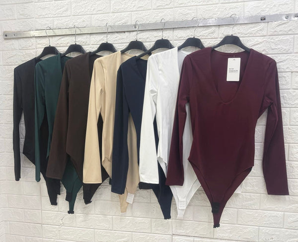 body in lycra scollo a v aderente elasticizzato Nero Level Stores