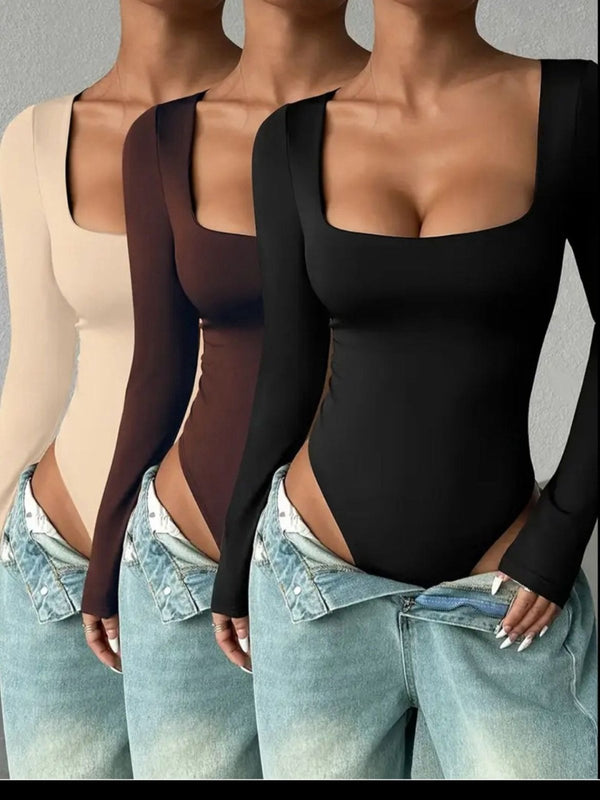 Body in lycra Scollo quadrato elasticizzato Nero Level Stores