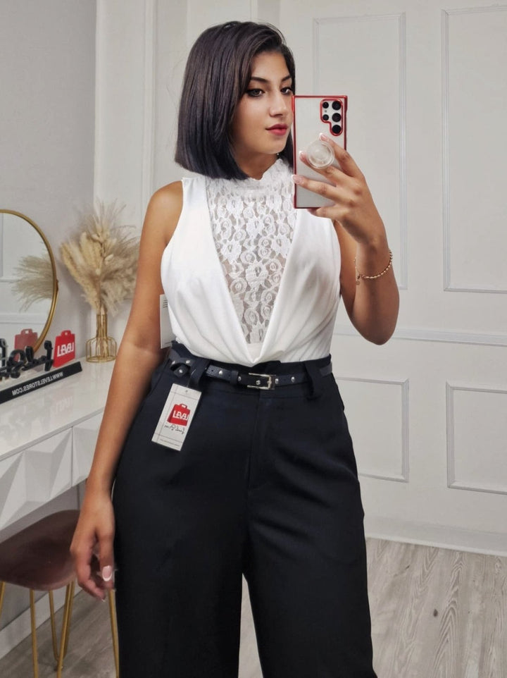body in pizzo aderente elasticizzato Nero Level Stores