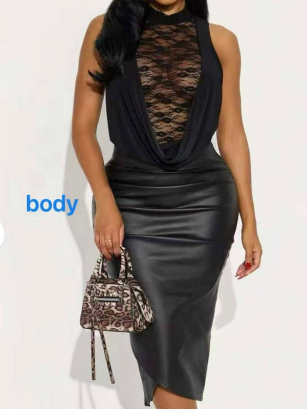 body in pizzo aderente elasticizzato&nbsp; Nero Level Stores